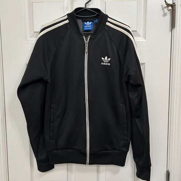 Adidas Men’s Essential Tricot Track Jacket Black White Size Small - Picture 1 of 4